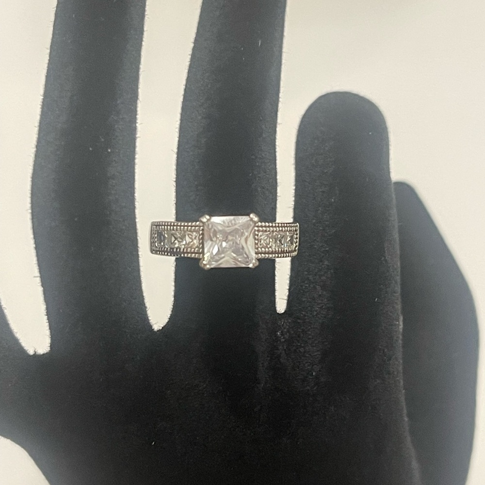 Women's 925 Sterling Silver CZ Princess Cut Ring 7